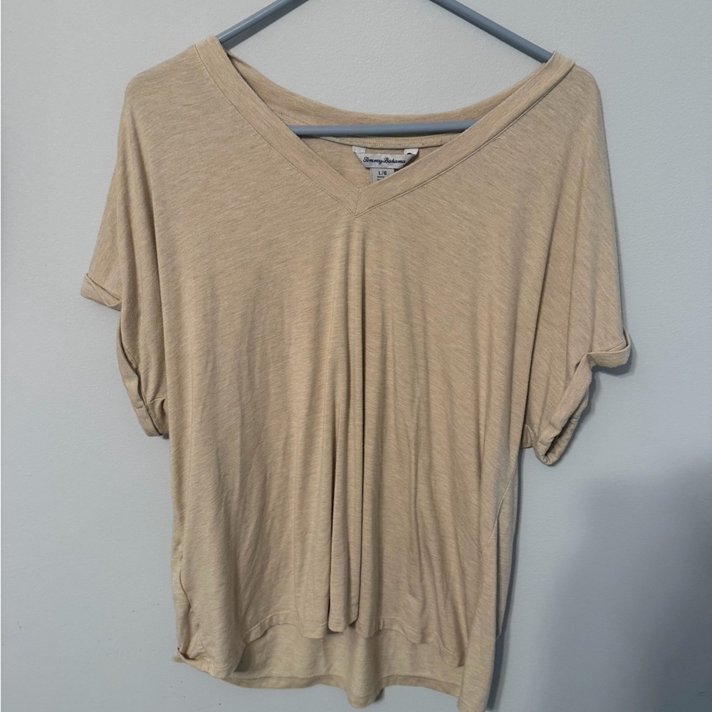 Tommy Bahama Tan V-Neck Short Sleeve Top